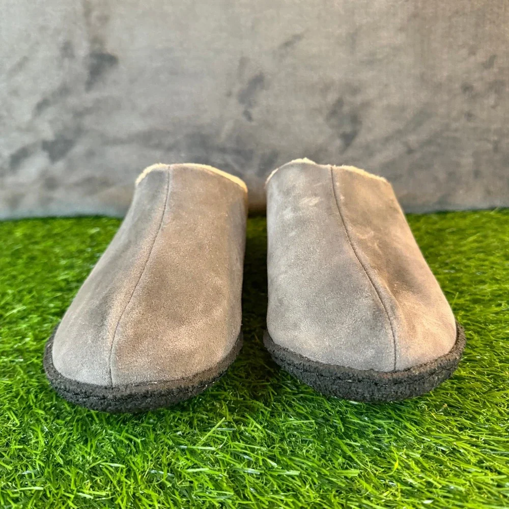 Sorel Kids Lanner Ridge II Gray Suede Shearling Lined Clog Slippers Youth Size 5